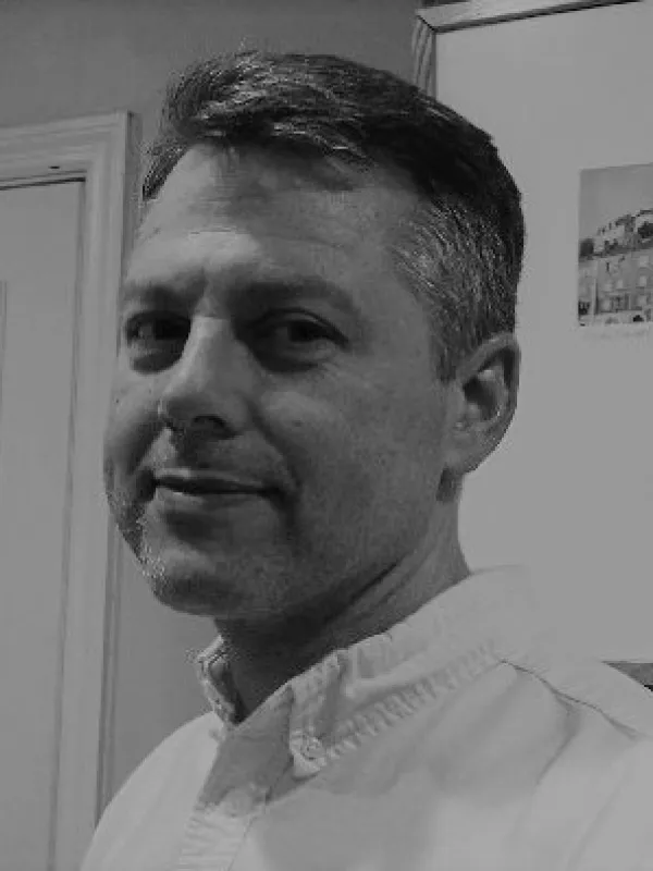 Black and white photo of Dan Seward